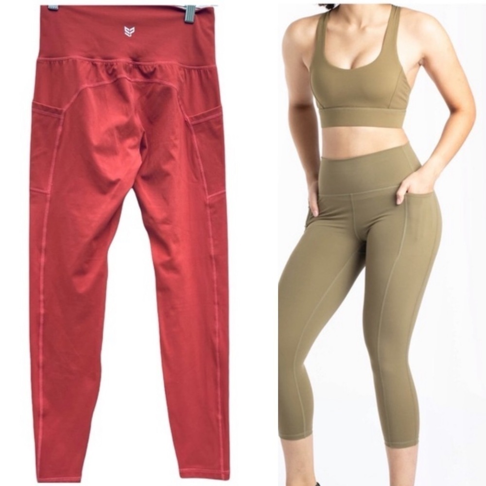 Strong Physiquez Dream pocket Leggings burnt orange tights spandex 7033